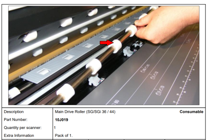 Rolka napędowa (Main Drive Roller) do Colortrac SG / SGi – 10J019