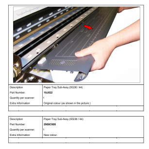 Taca podawcza (Paper Tray) do Colortrac SG 36 / 44 – 10J022