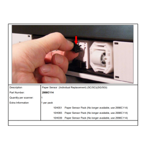 Czujnik papieru – 1 szt. – Colortrac SC 25 / 36 / 42, SCi 25 / 36 / 42 – nr części 2998C114