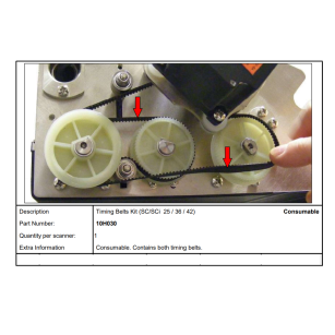 Paski napędowe (Timing Belts Kit) – komplet – Colortrac SC 25 / 36 / 42, SCi 25 / 36 / 42 – nr części 10H030