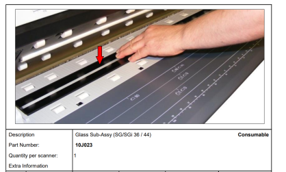 Szkło skanujące (Glass Sub-Assembly) do Colortrac SG / SGi 36 / 44 – 10J023